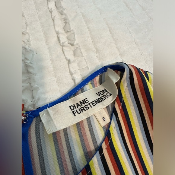 Vintage DVF Diane Von Furstenberg Retro Mod Rainbow Strior Sheath Dress MIDI 8 - Picture 10 of 11